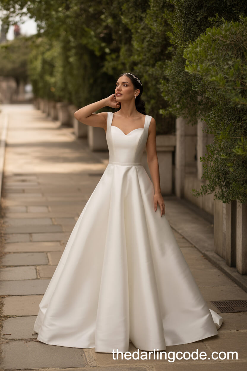 Timeless White A-Line Wedding Dress With Sweetheart Neckline