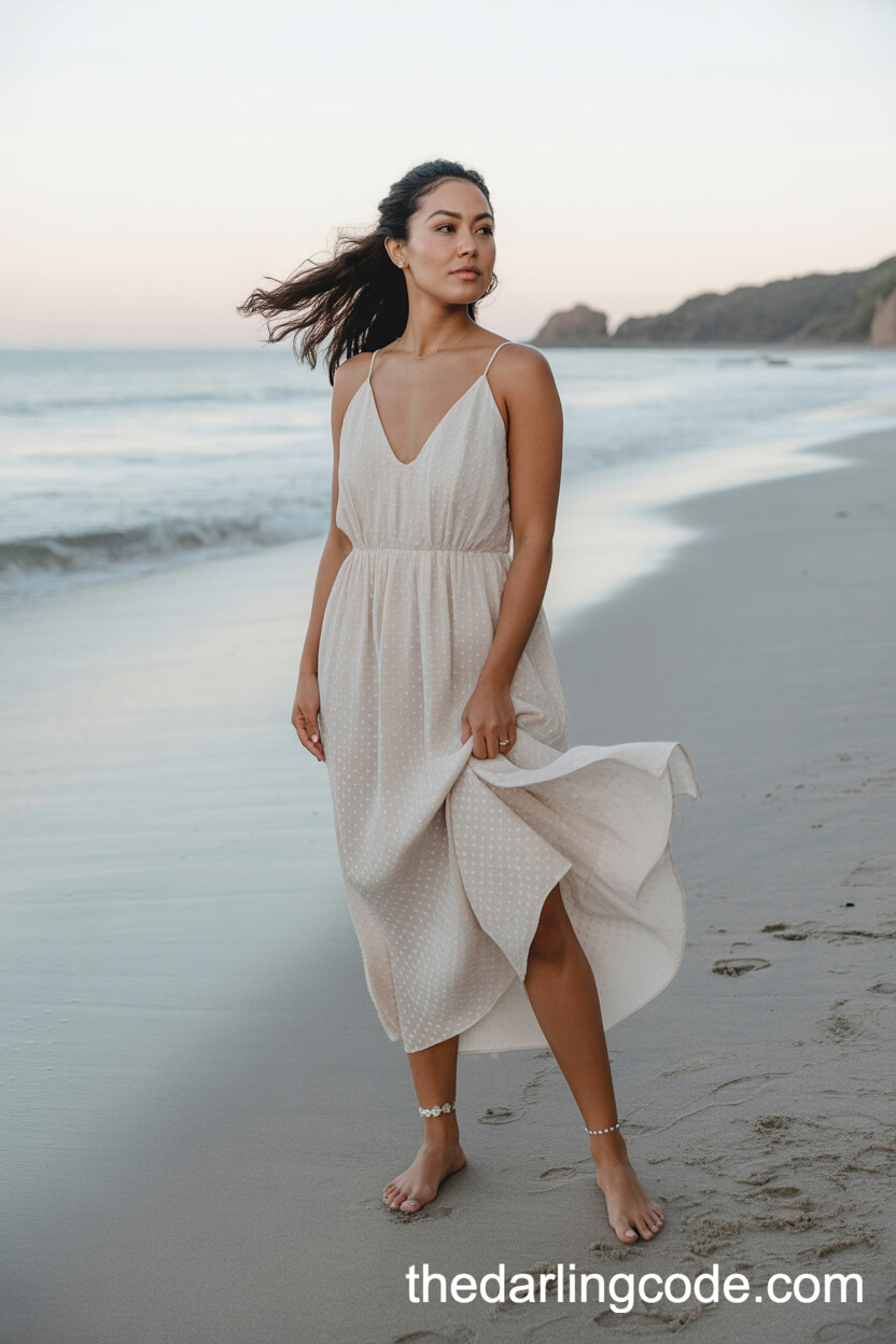 Light Sleeveless Beach Wedding Dress