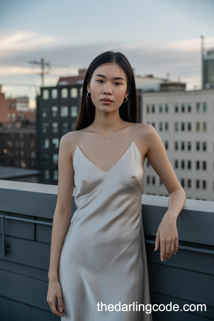 Minimalist White Slip Dress With Delicate V-Neck
