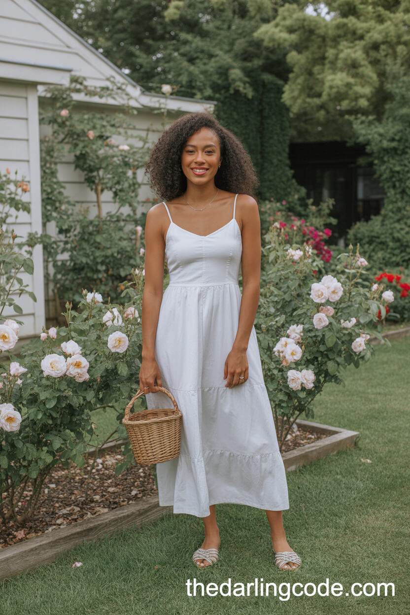 Simple Spaghetti-Strap White Garden Wedding Dress