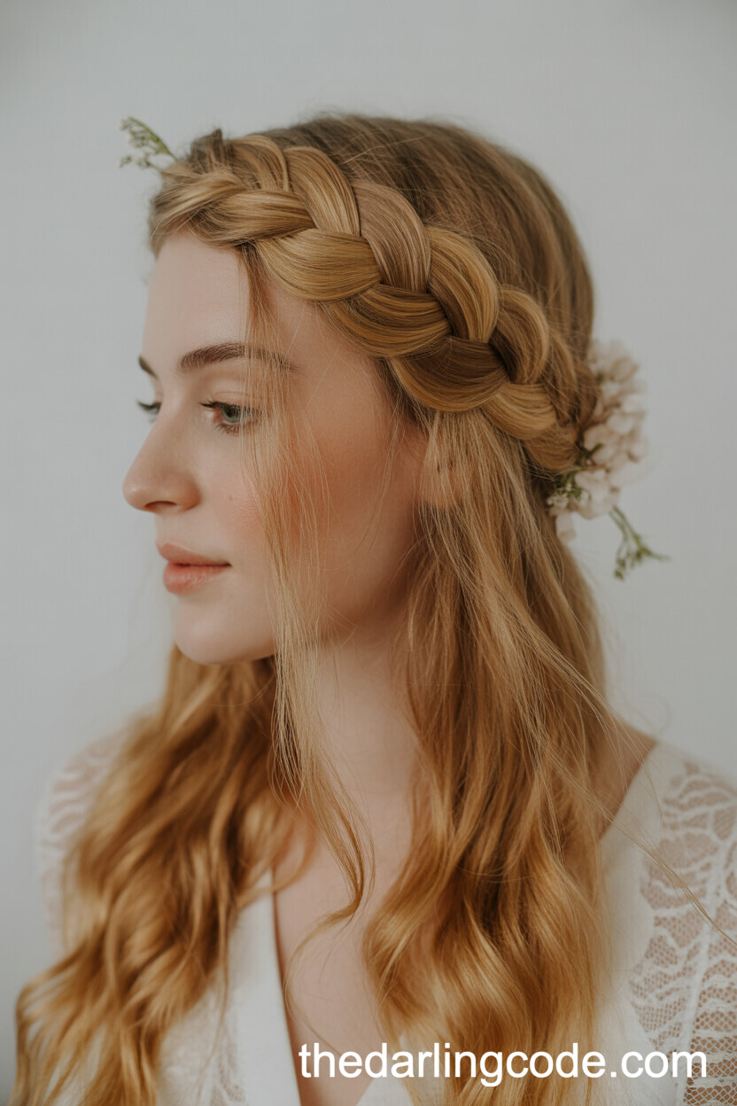Double Braided Crown With Loose Waves