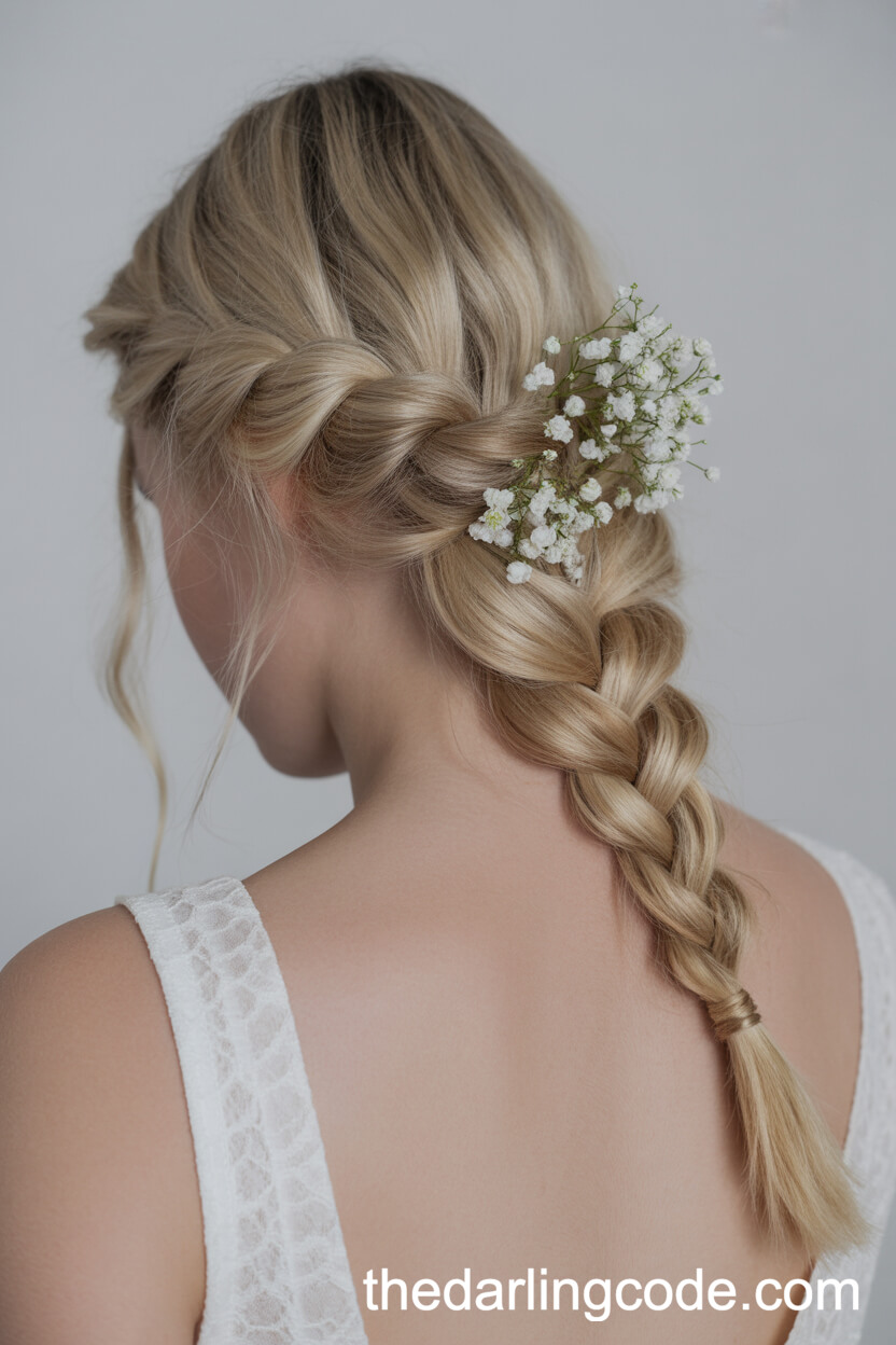 Simple Braided Style With Flowers