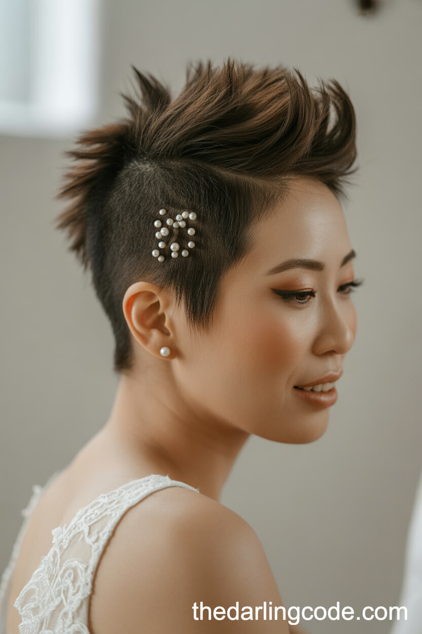 Short Faux Hawk Updo With Pearls