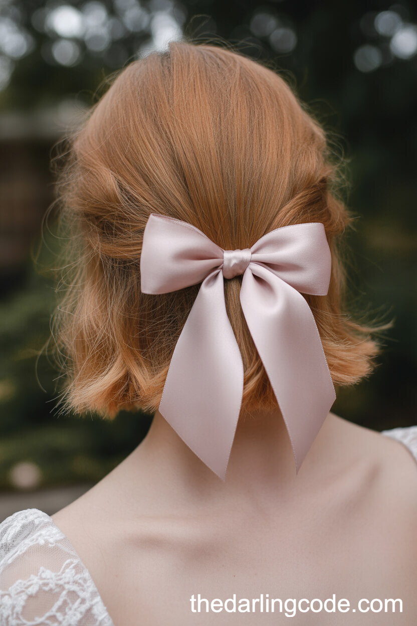 Flipped-Out Strawberry Blonde Bob With Pastel Bow