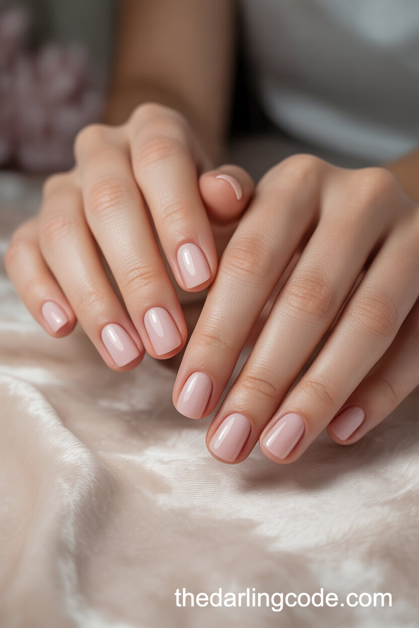 Soft Pastel Pink Short Square Nails