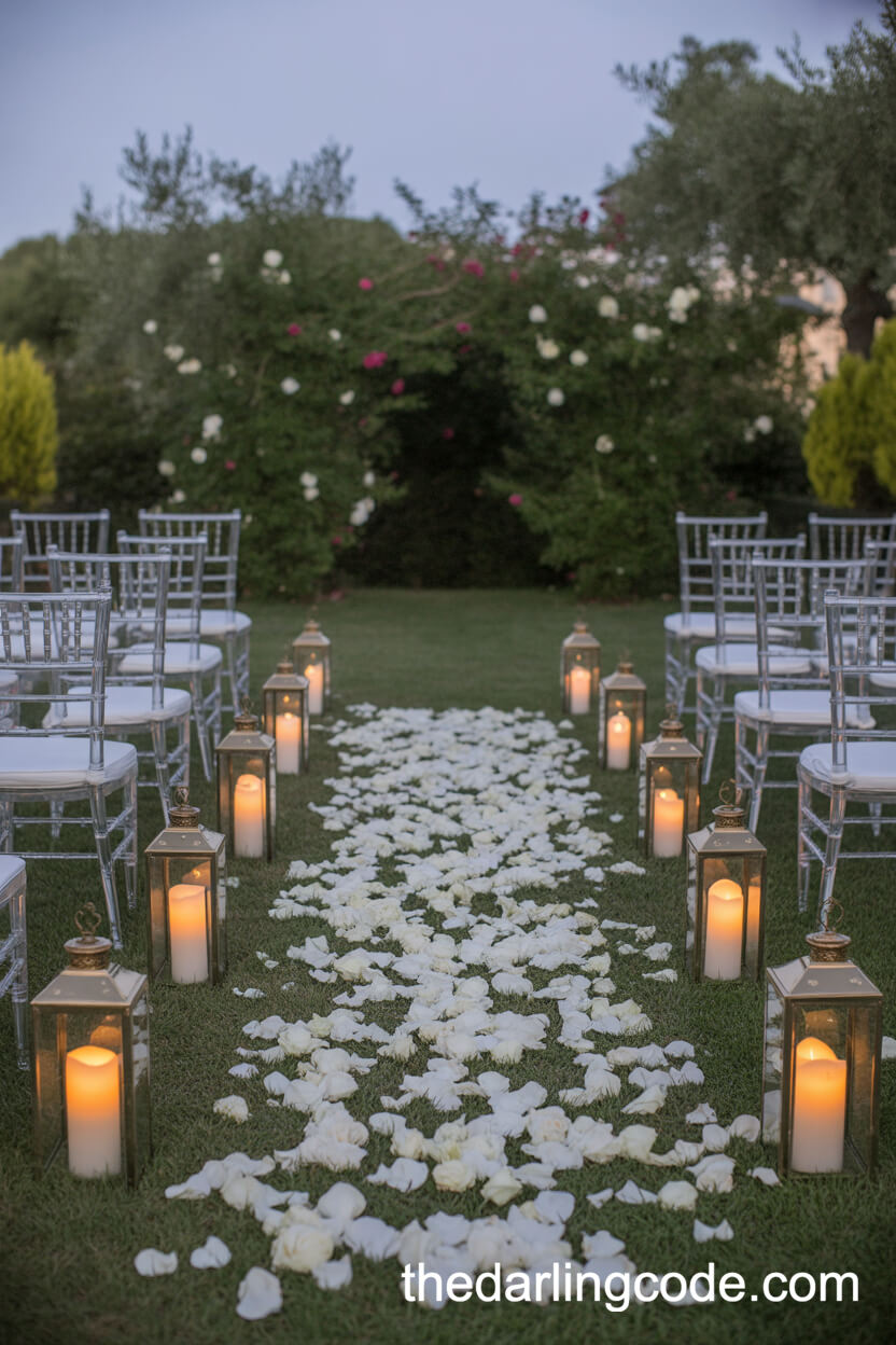 Petal-Scattered Aisle In A Tuscan Garden