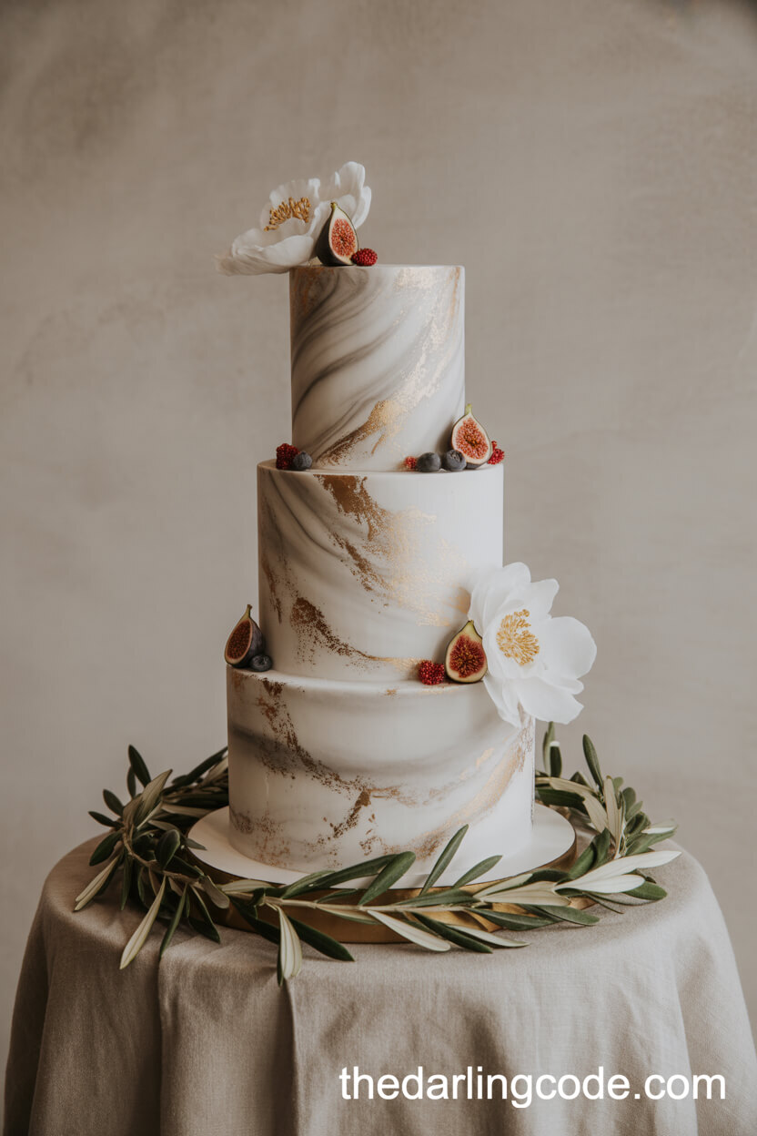 Marble-Inspired Italian Wedding Cake Display