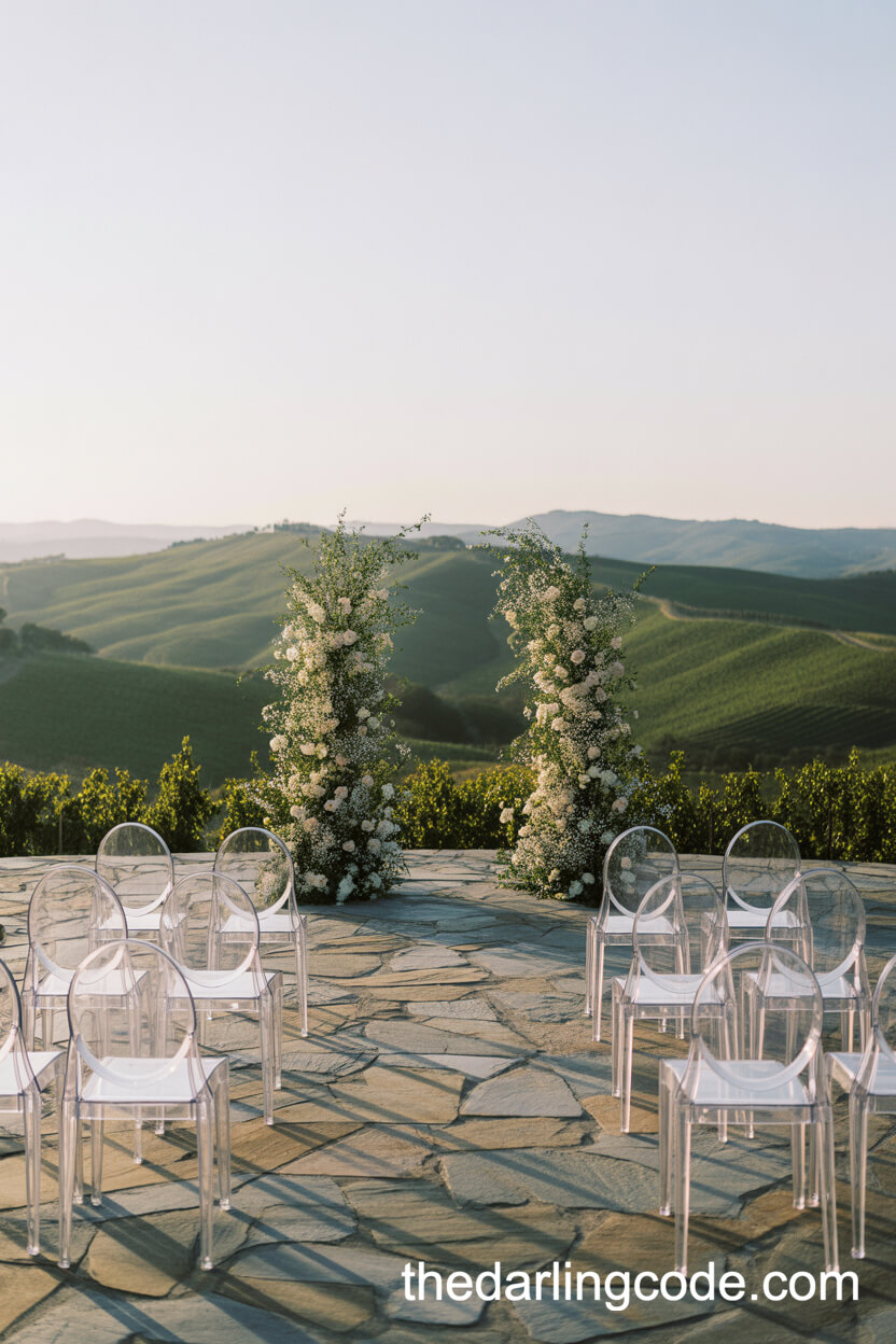 Minimalist Ceremony Overlooking Tuscan Vineyards