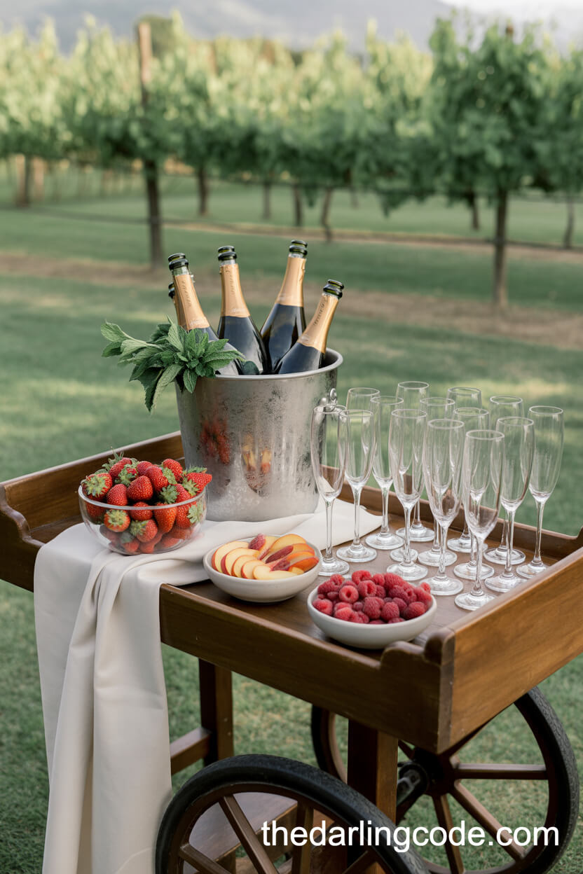 Chic Prosecco Bar With Fresh Fruit Garnishes