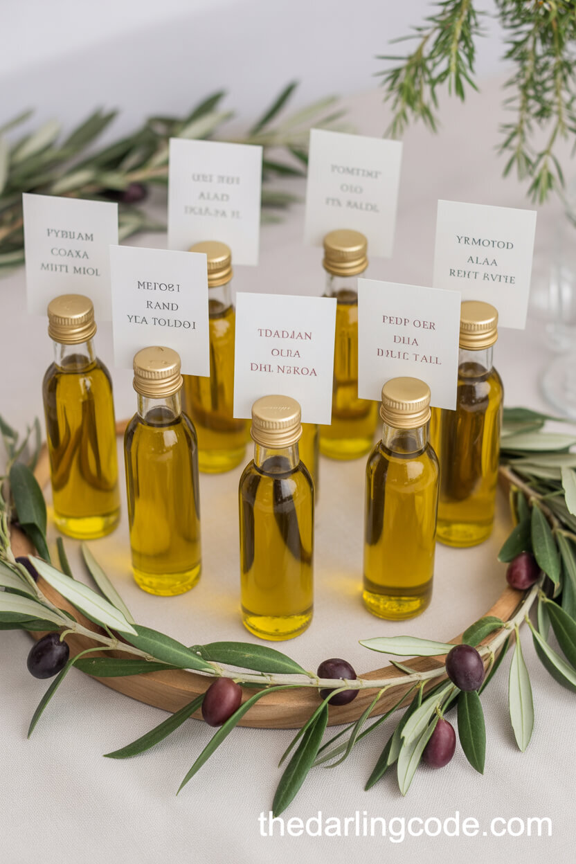 Mini Olive Oil Wedding Favors With Mediterranean Touch