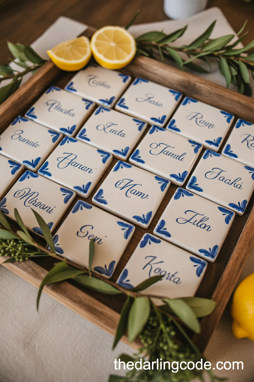 Hand-Painted Italian Tile Favors For Guests