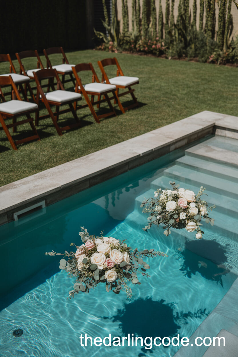 Poolside Floral Wedding Ceremony