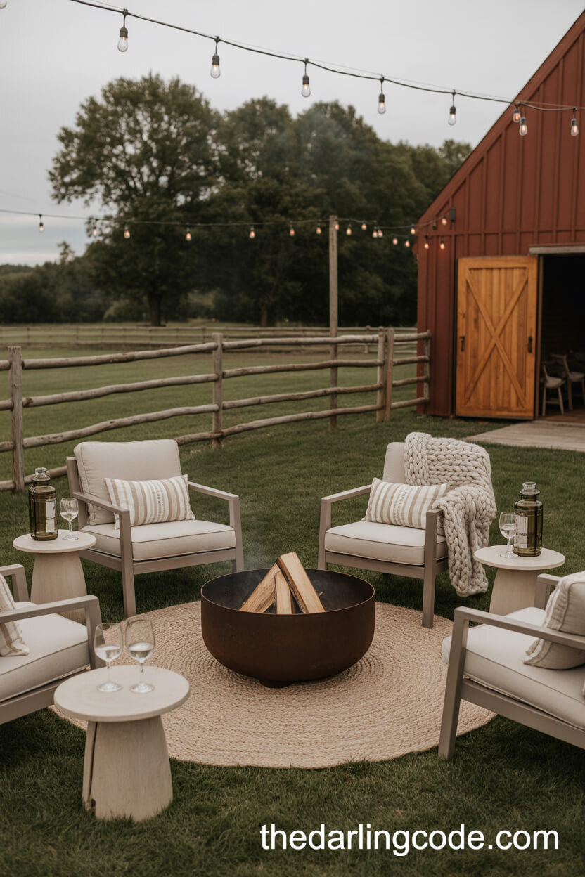Cozy Outdoor Fire Pit Gathering For Wedding Guests