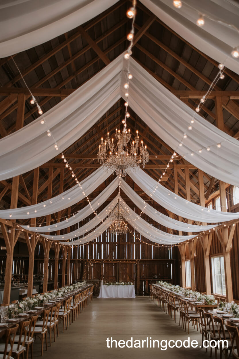 Whimsical Draped Barn Reception Inspiration