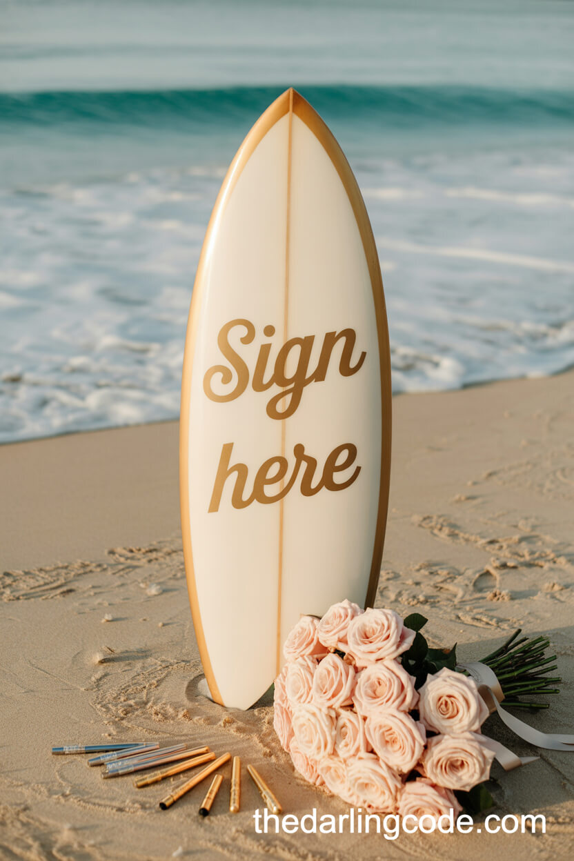 Surfboard Guest Book For A Beachy Twist