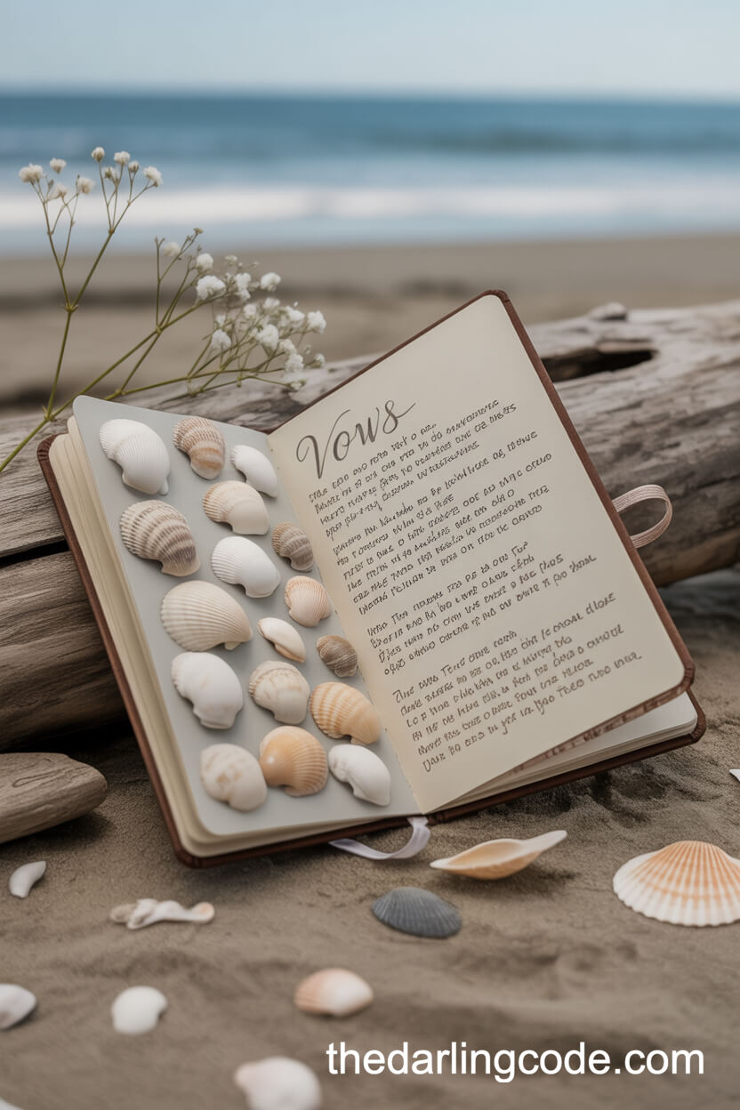 Shell-Patterned Vow Books For Personal Touches