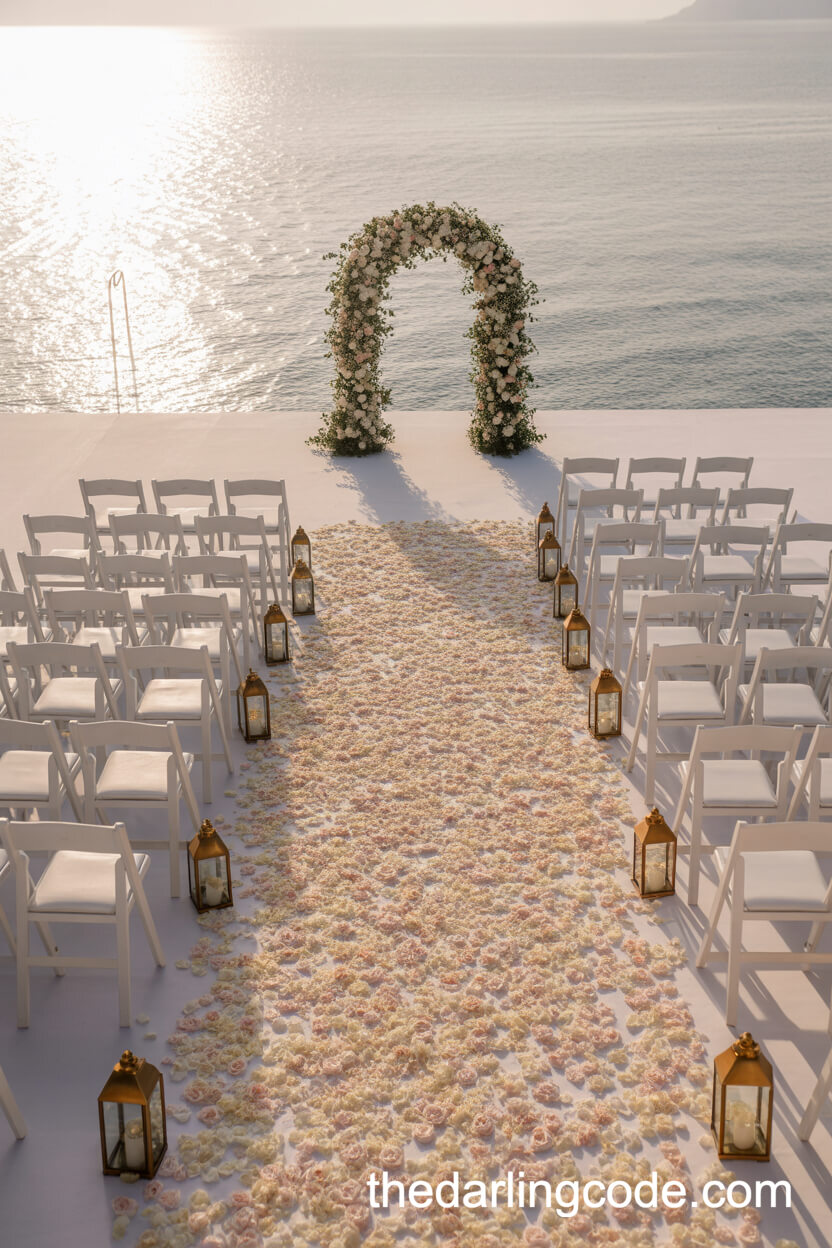 Rose Petal-Covered Aisle With Morning Sun Glow