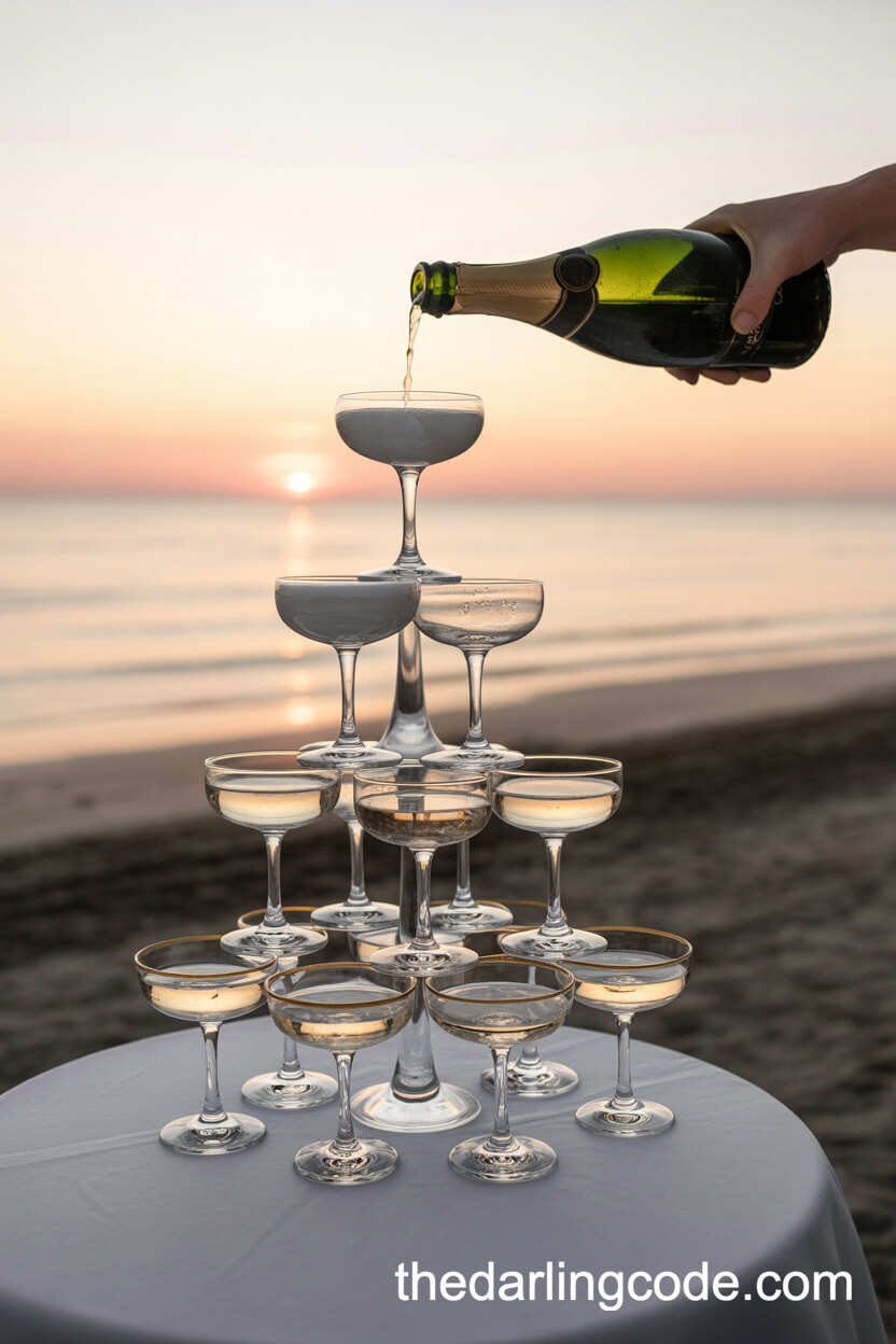 Petite Champagne Tower For Oceanfront Celebrations