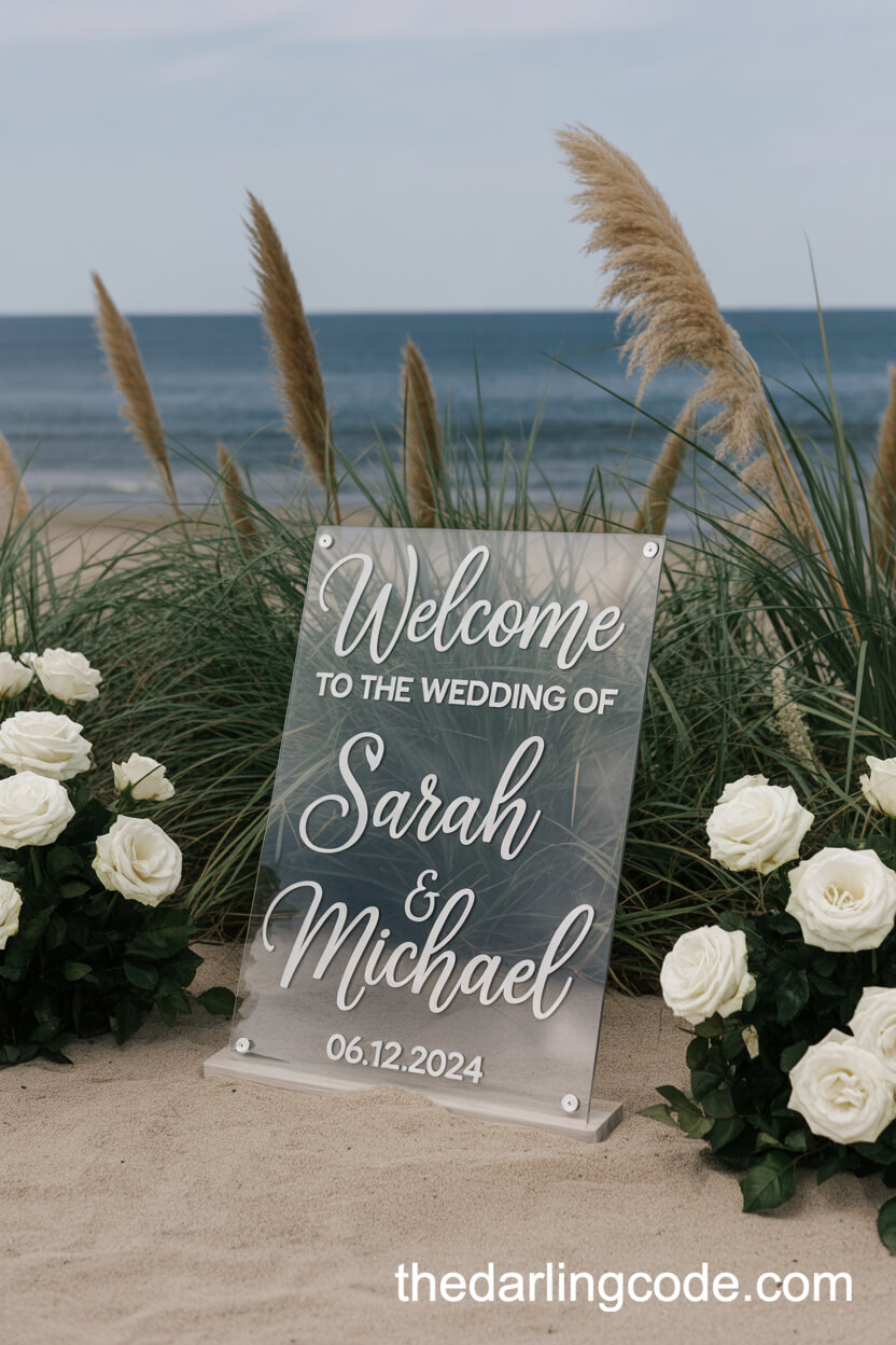 Acrylic Welcome Sign With Elegant Beach Decor