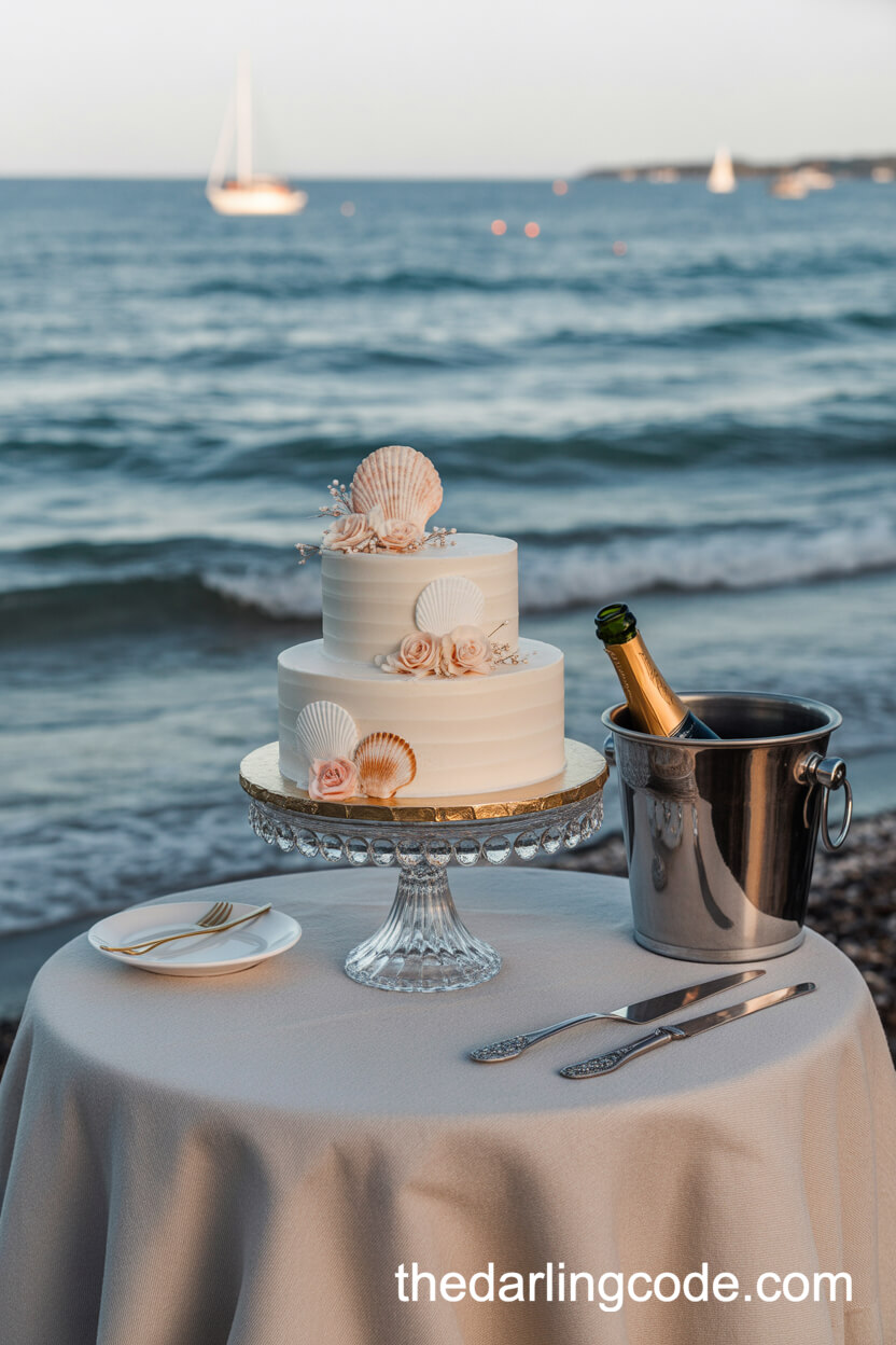 Elegant Cake Table With Seaside Views