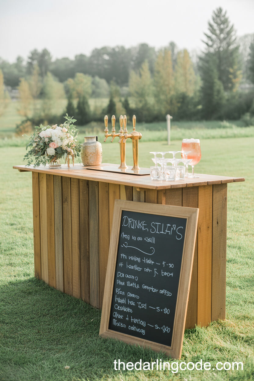 Charming Outdoor Bar with Vintage Glassware