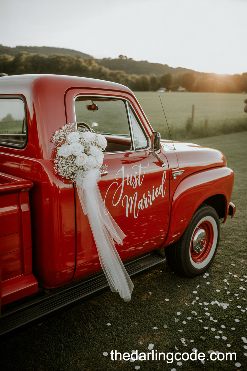 Vintage Pickup Truck Wedding Send-Off
