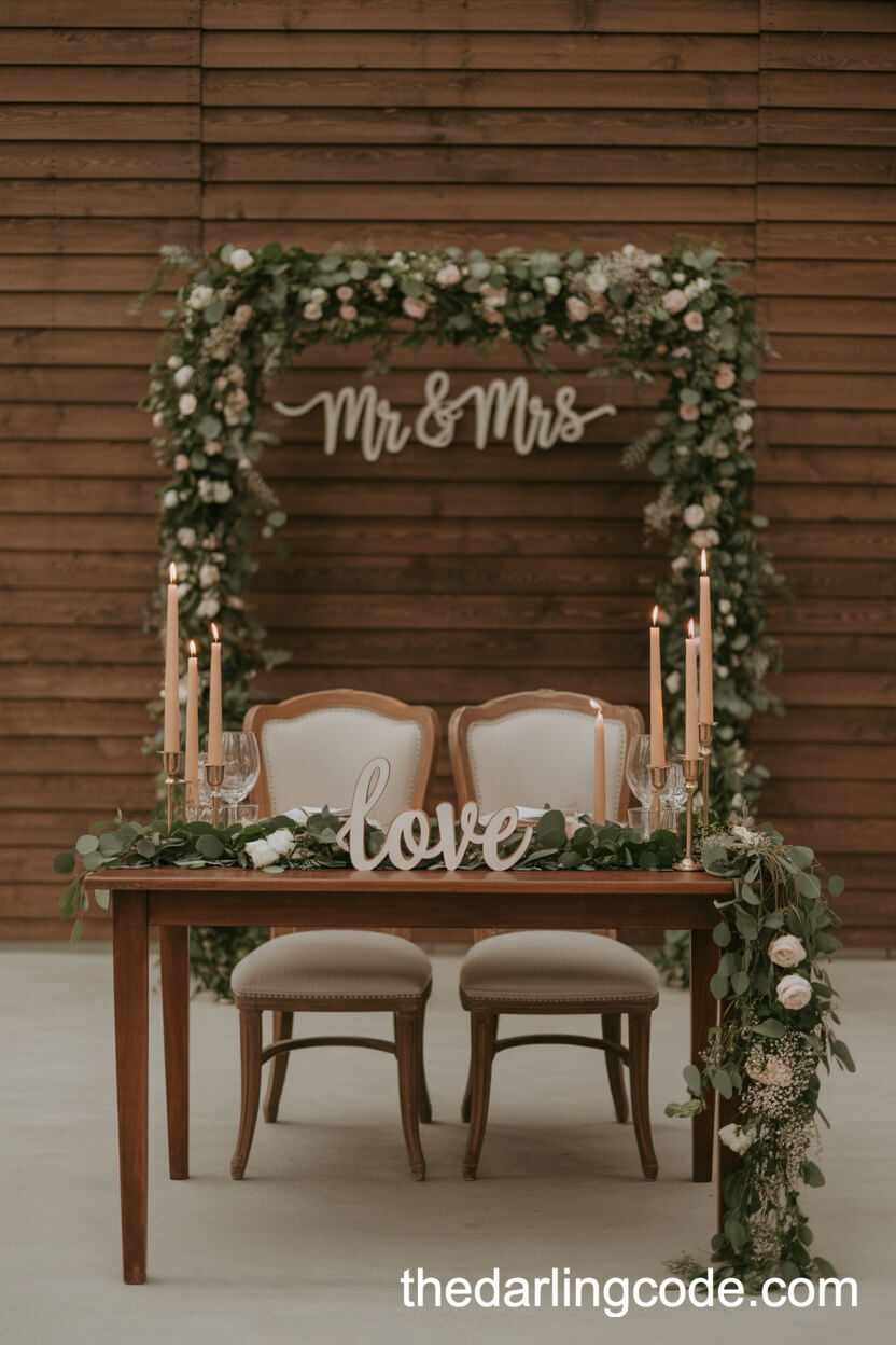 Sweetheart Table with Lush Florals and Candlelight