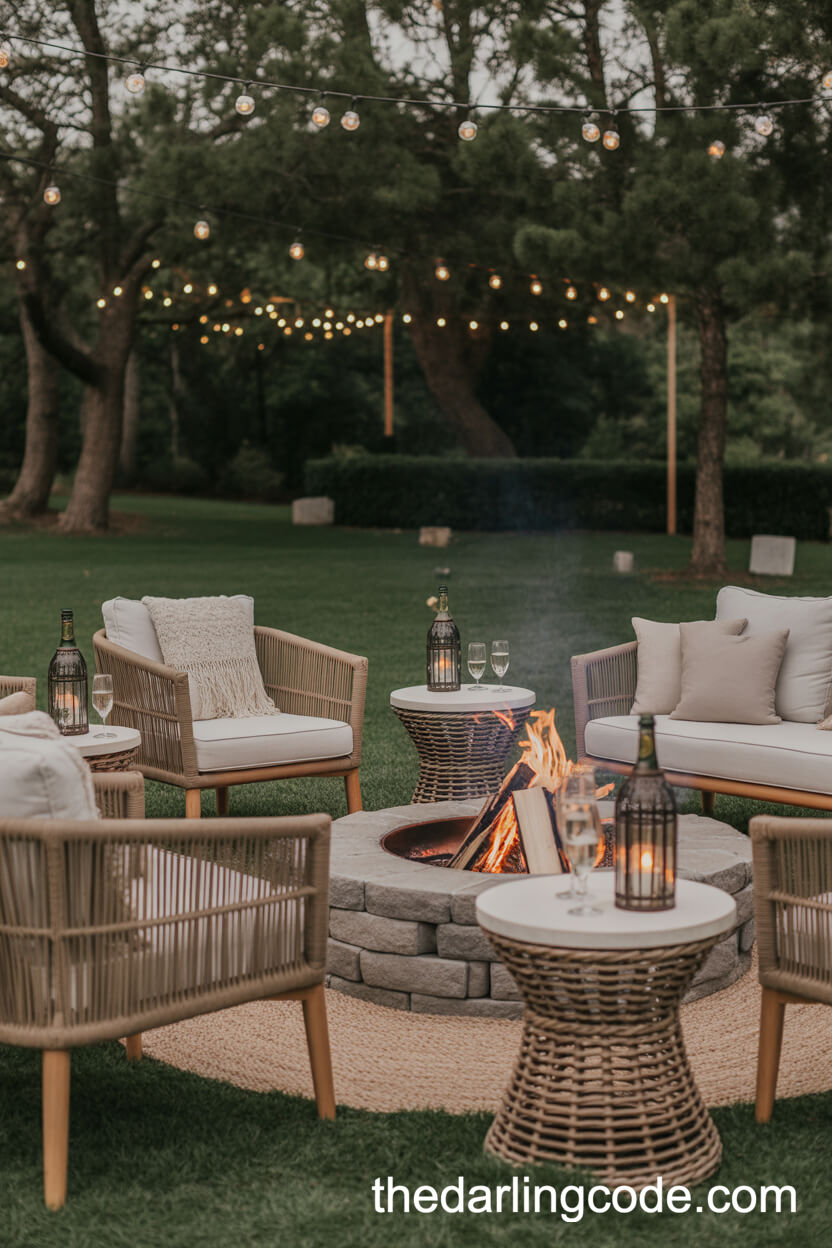 Cozy Fire Pit Lounge for Outdoor Wedding Evenings