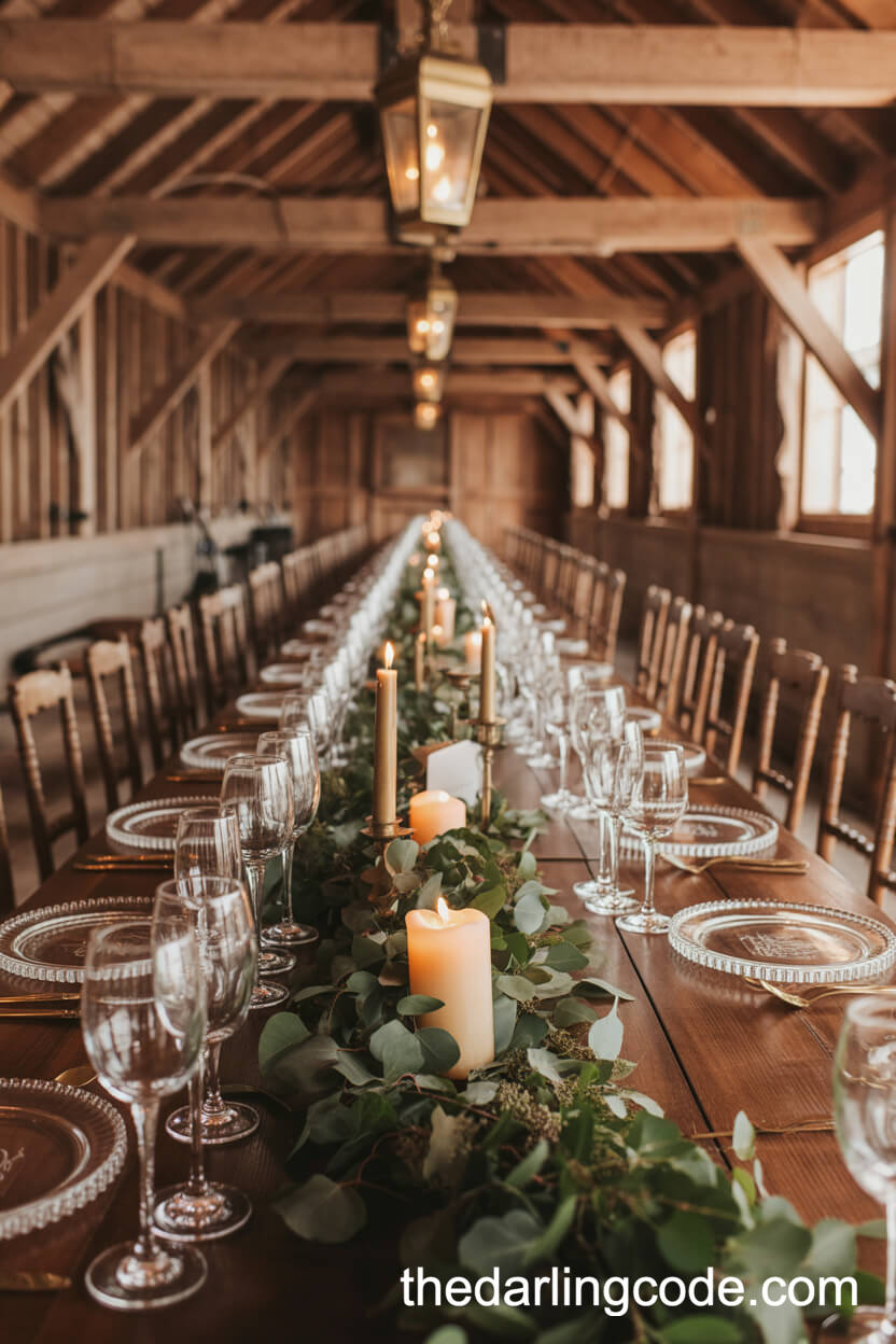 Rustic Farm Table Dinner with Hanging Lanterns