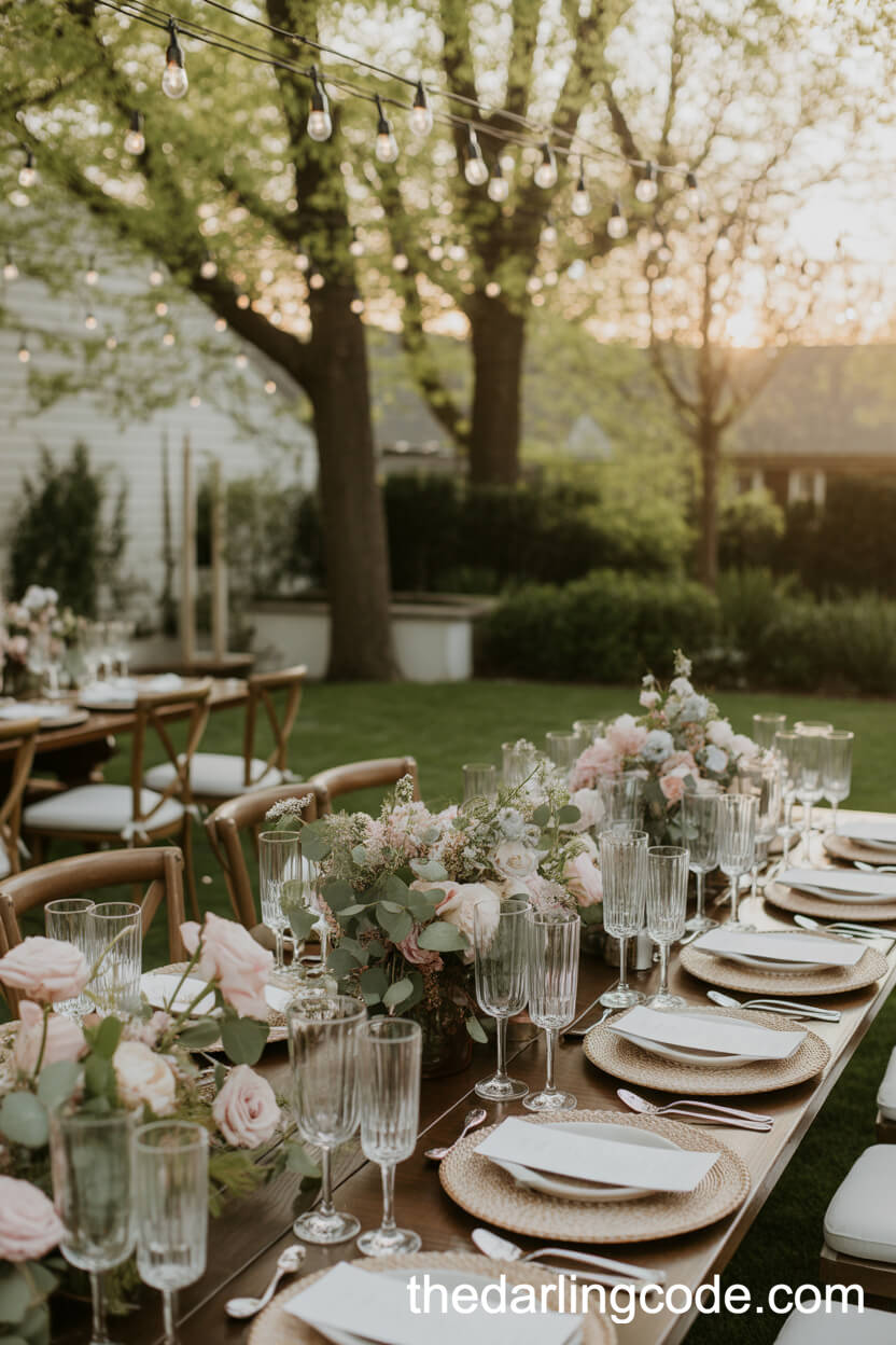 Luxurious Suburban Backyard Spring Engagement Party