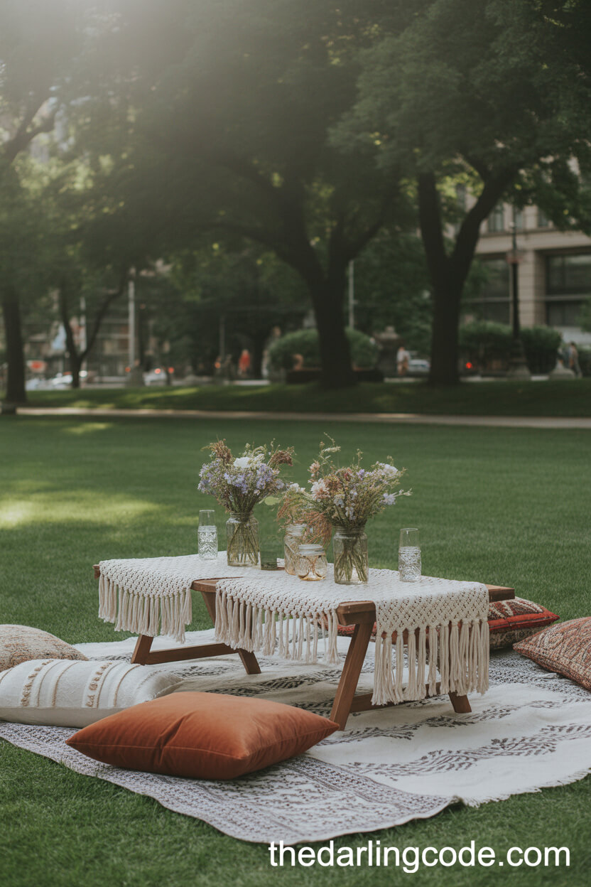 Boho Picnic In The Park Engagement Celebration
