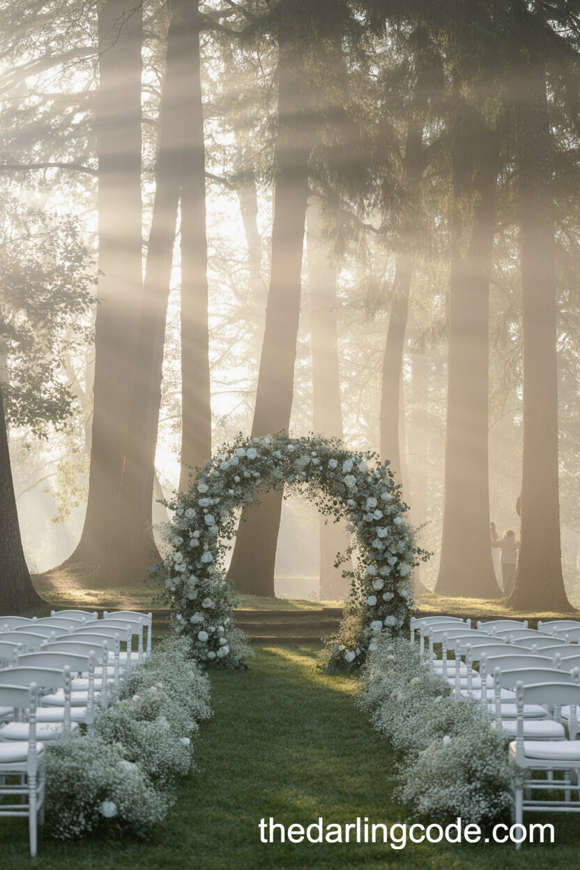 Misty Dawn Woodland Ceremony For A Dreamy Wedding