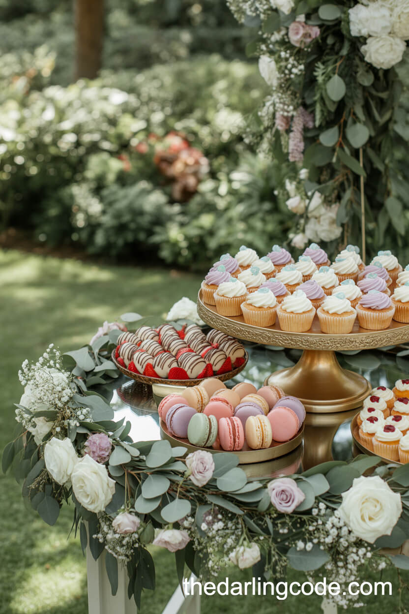 Mini Dessert Bar With Luxe Floral Decor