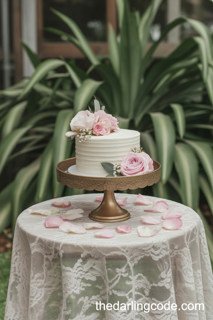 Intimate Garden Cake Table With Florals