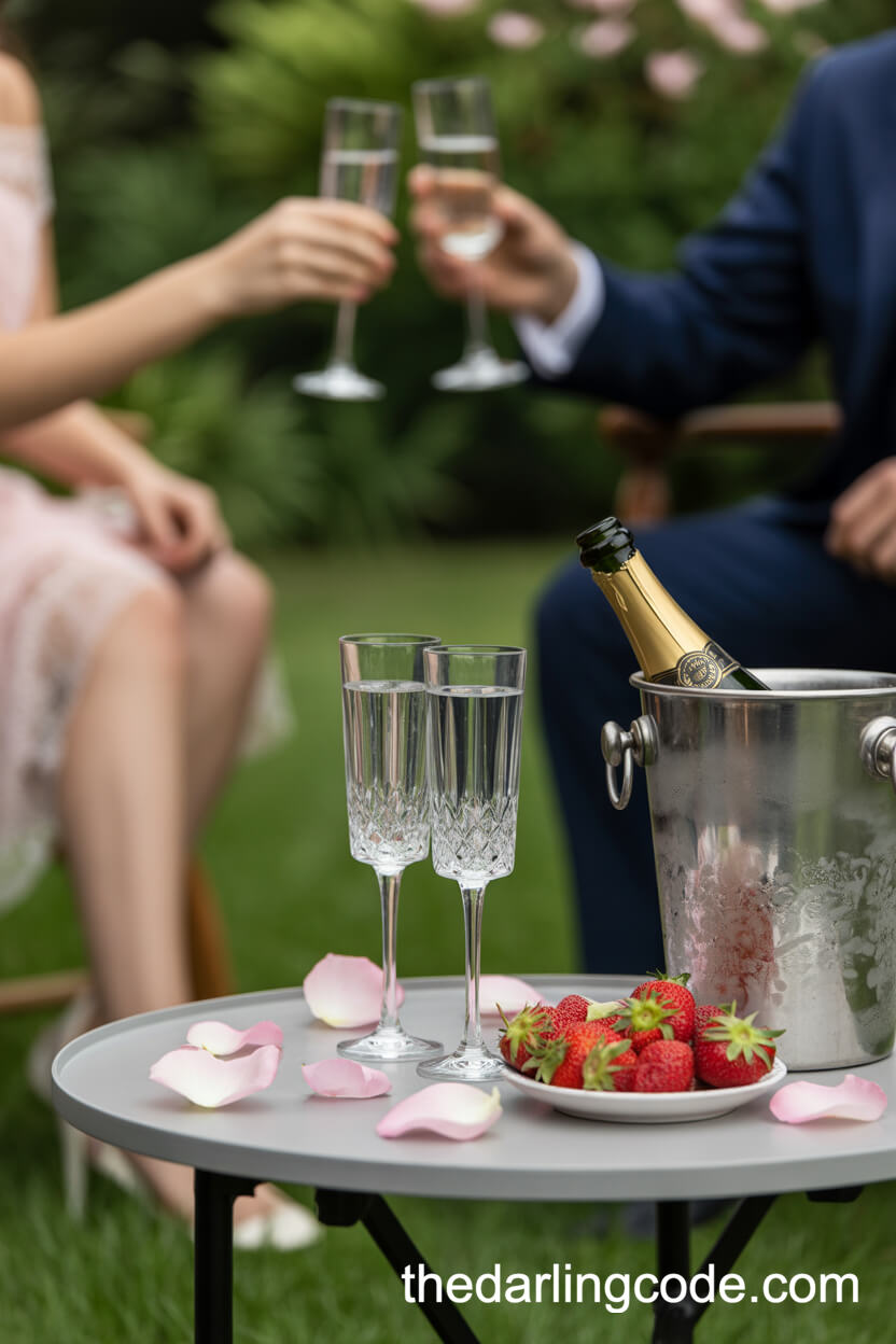 Festive Garden Wedding Toast Table
