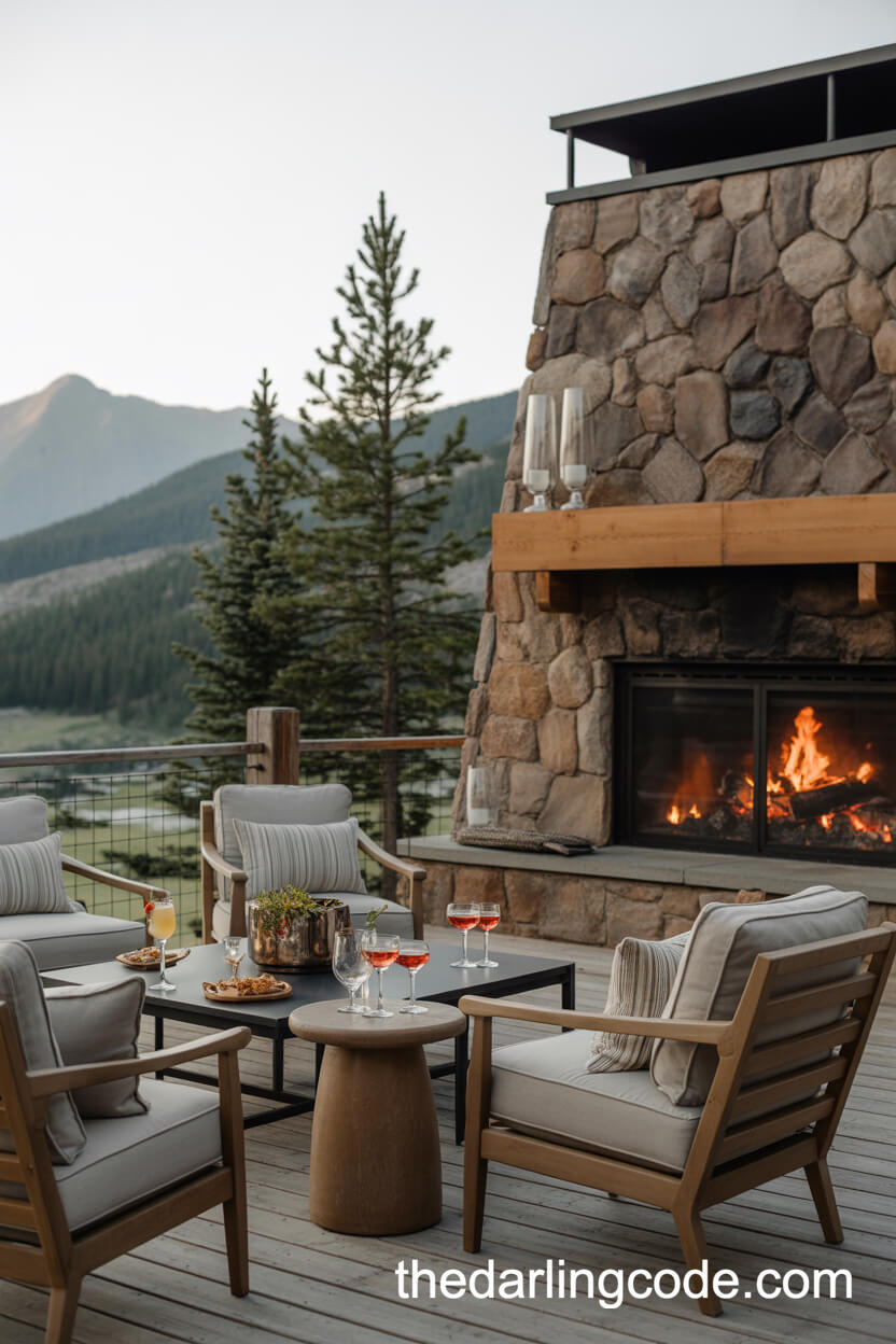 Cocktail Hour On A Cozy Lodge Deck