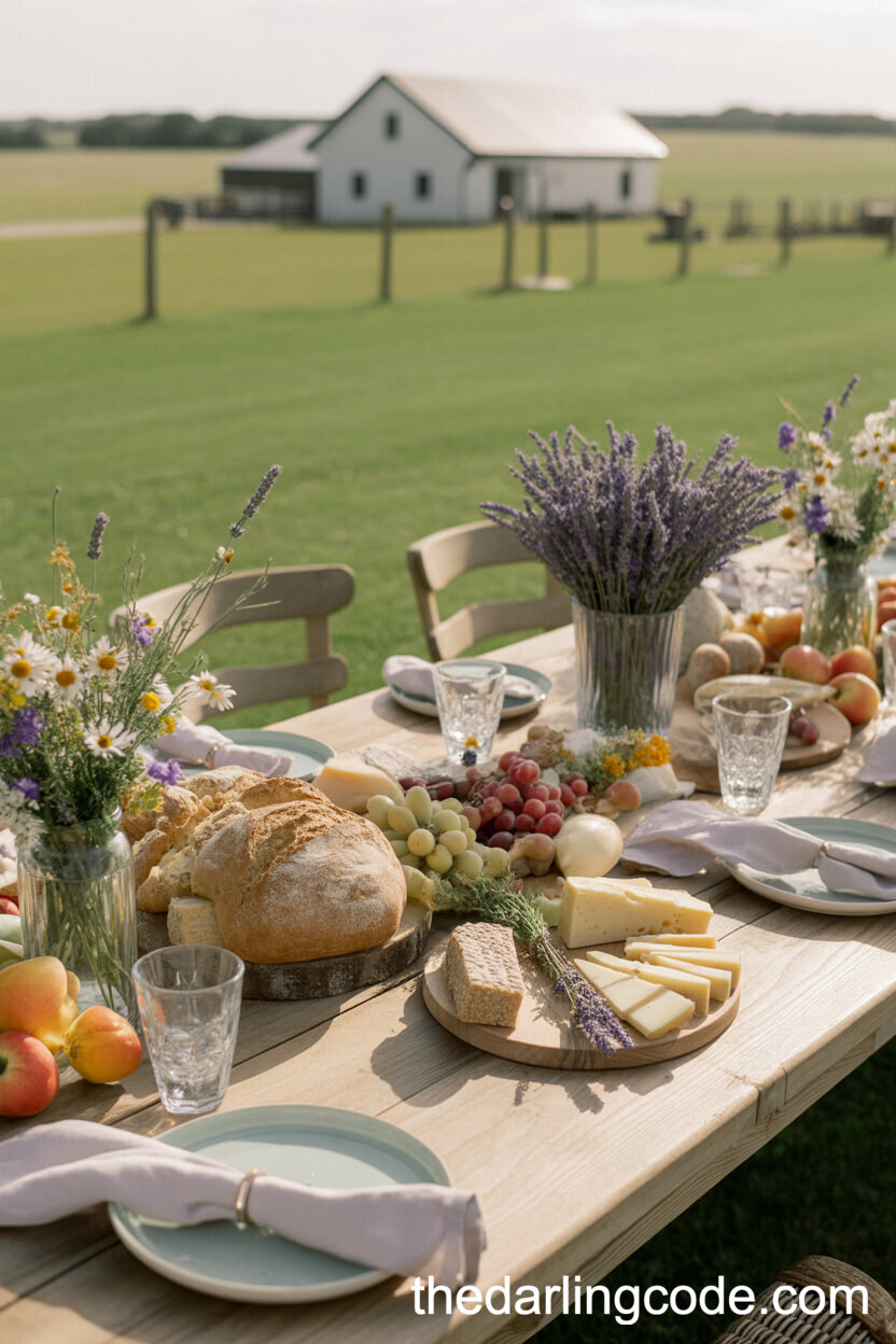 Rustic Farmhouse Reception With Communal Dining