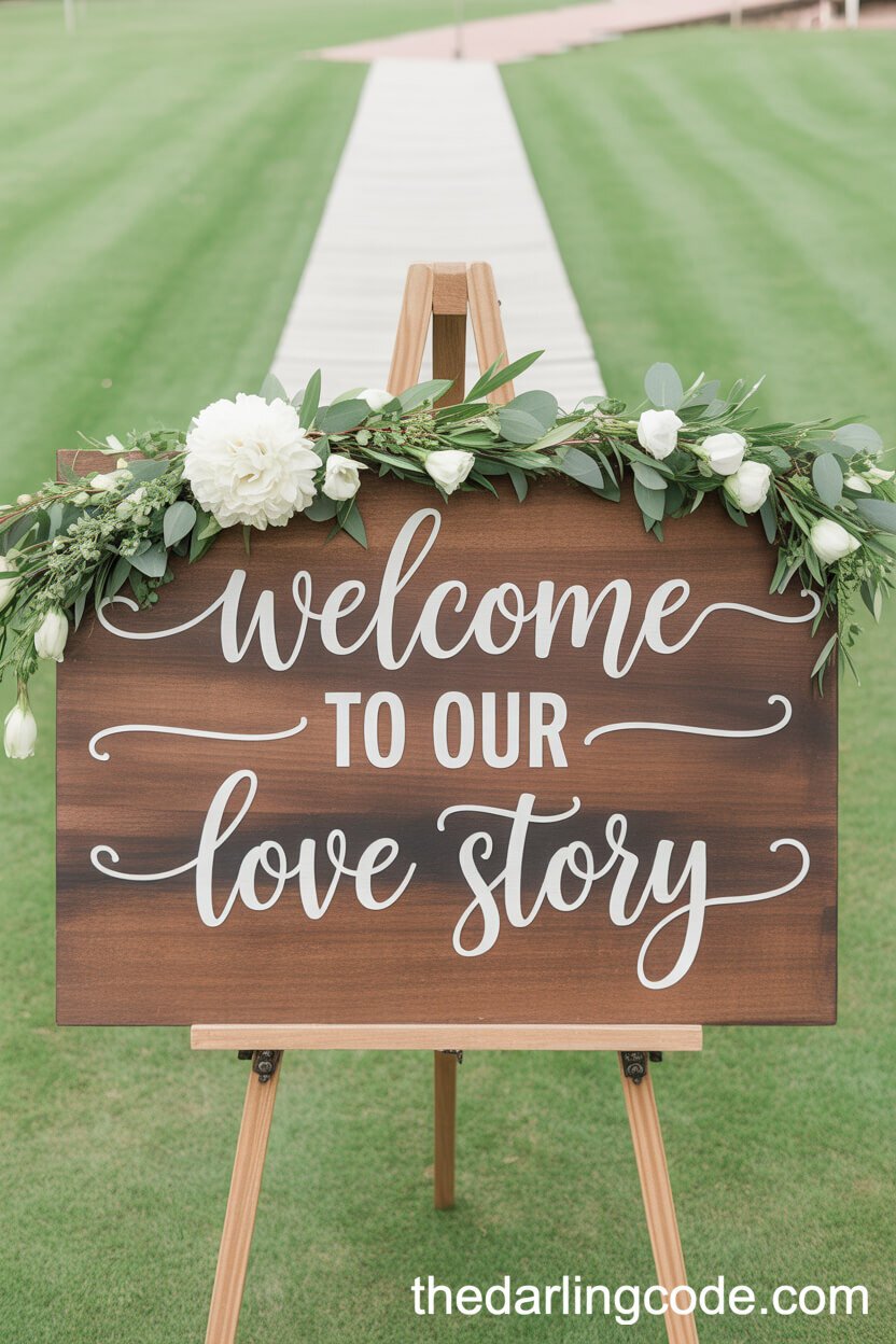 Romantic Welcome Sign Entrance For Outdoor Weddings