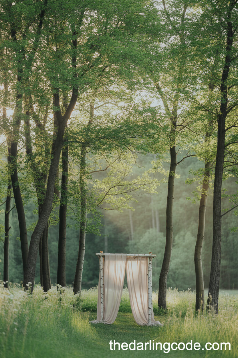 Intimate Forest Clearing Ceremony With Birch Altar