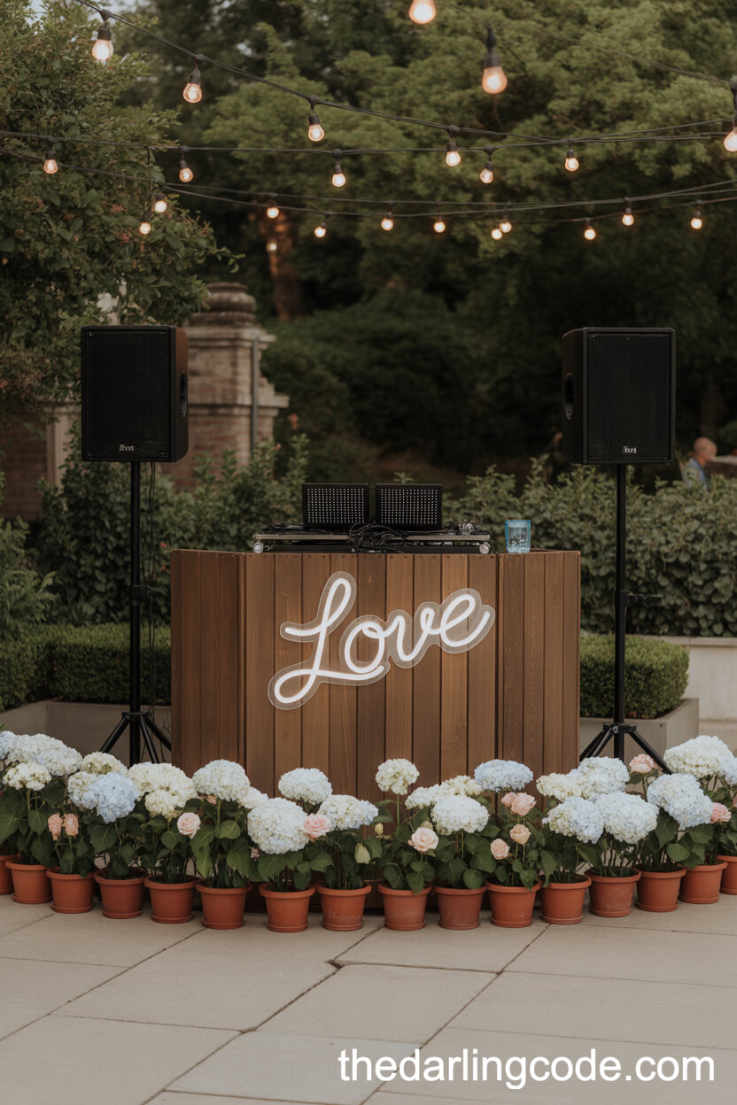 Outdoor Dance Floor Wedding With Bistro Lights