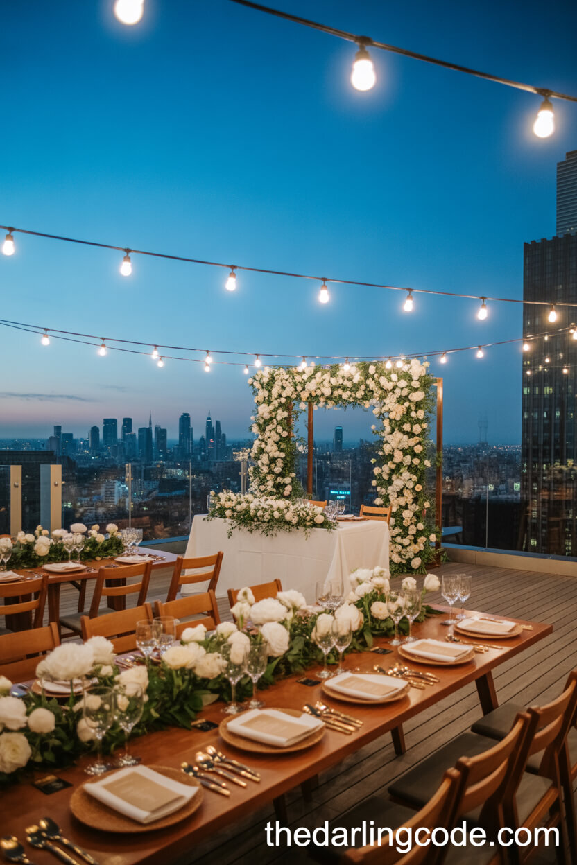 Chic City Rooftop Wedding With Skyline Views