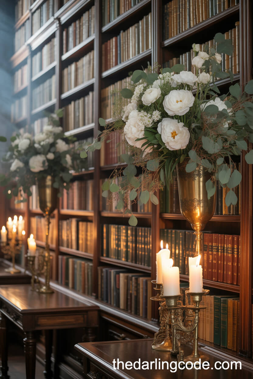 Magical Library Wedding With Floral Accents