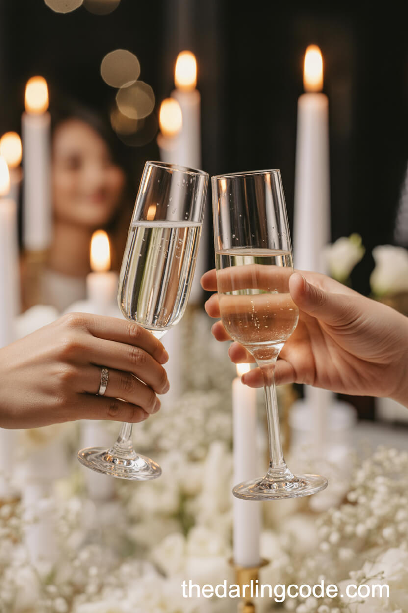 Intimate Champagne Toast With Floral Details