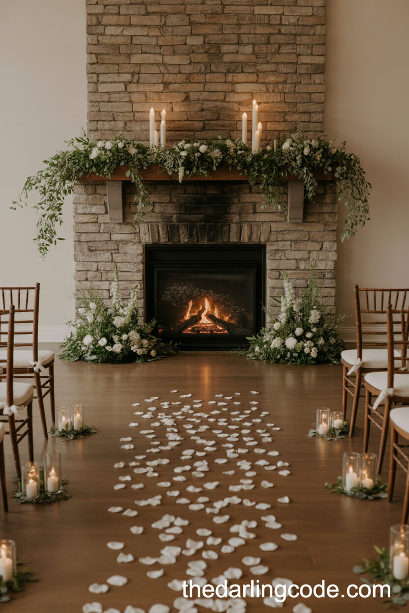 Intimate Fireside Wedding Setting