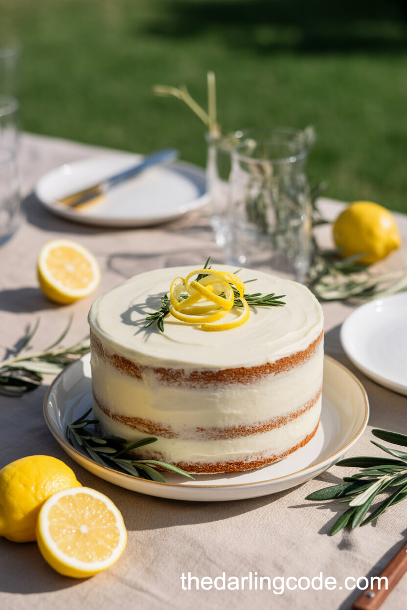 Rustic Lemon Olive Oil Cake With Zest And Rosemary