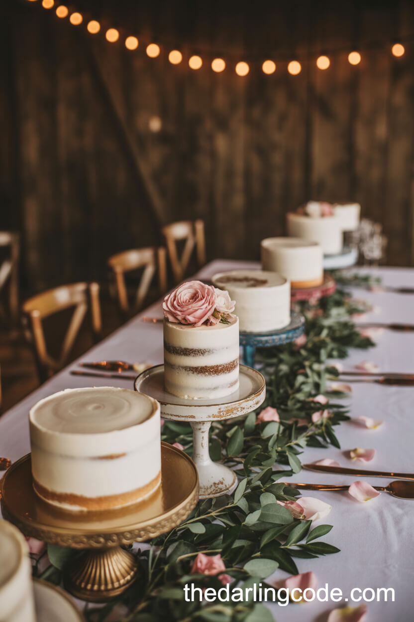 Mini Cakes With Edible Flowers And Gold Leaf