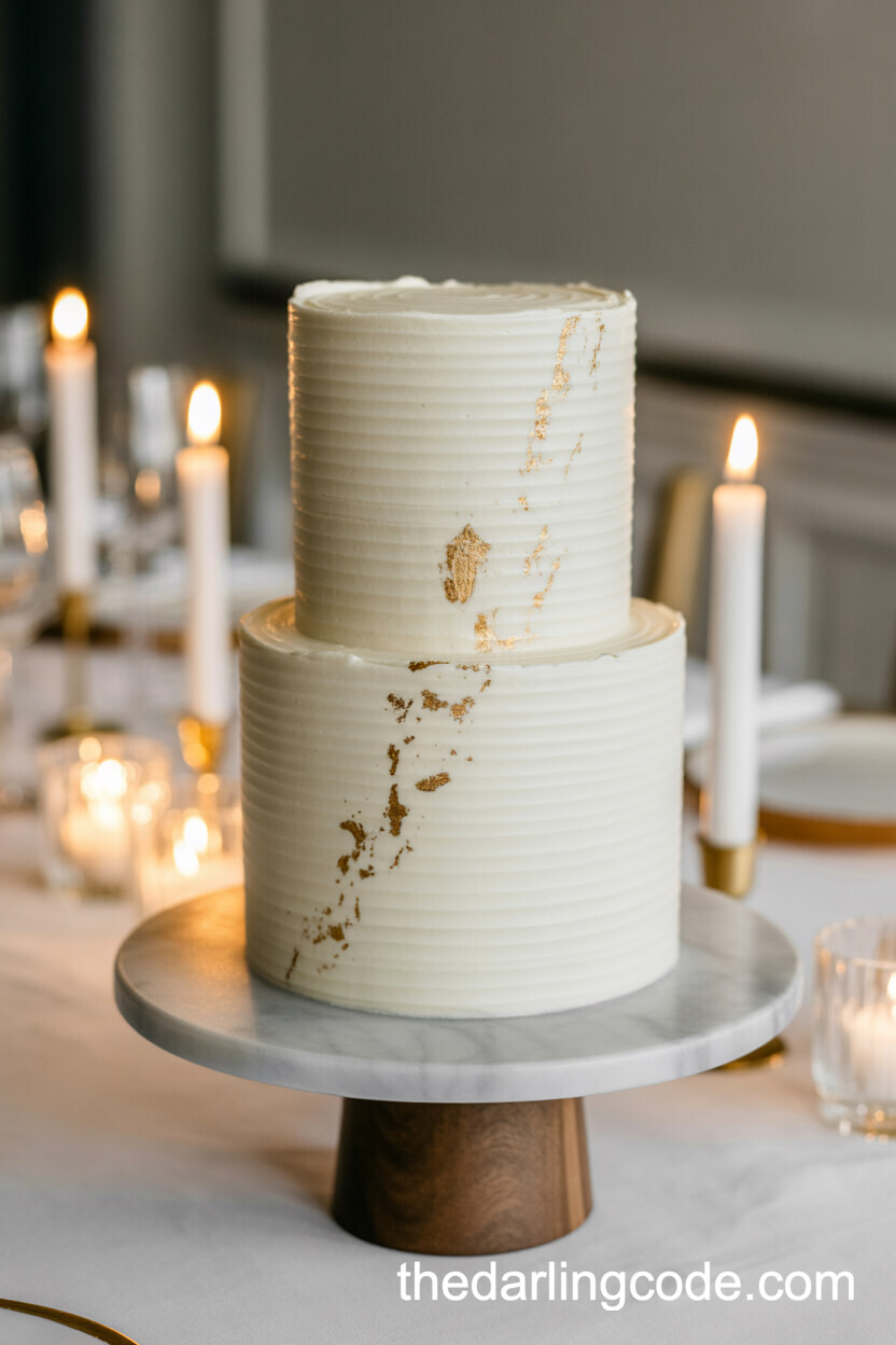 Minimalist Cake With Gold Leaf Accents