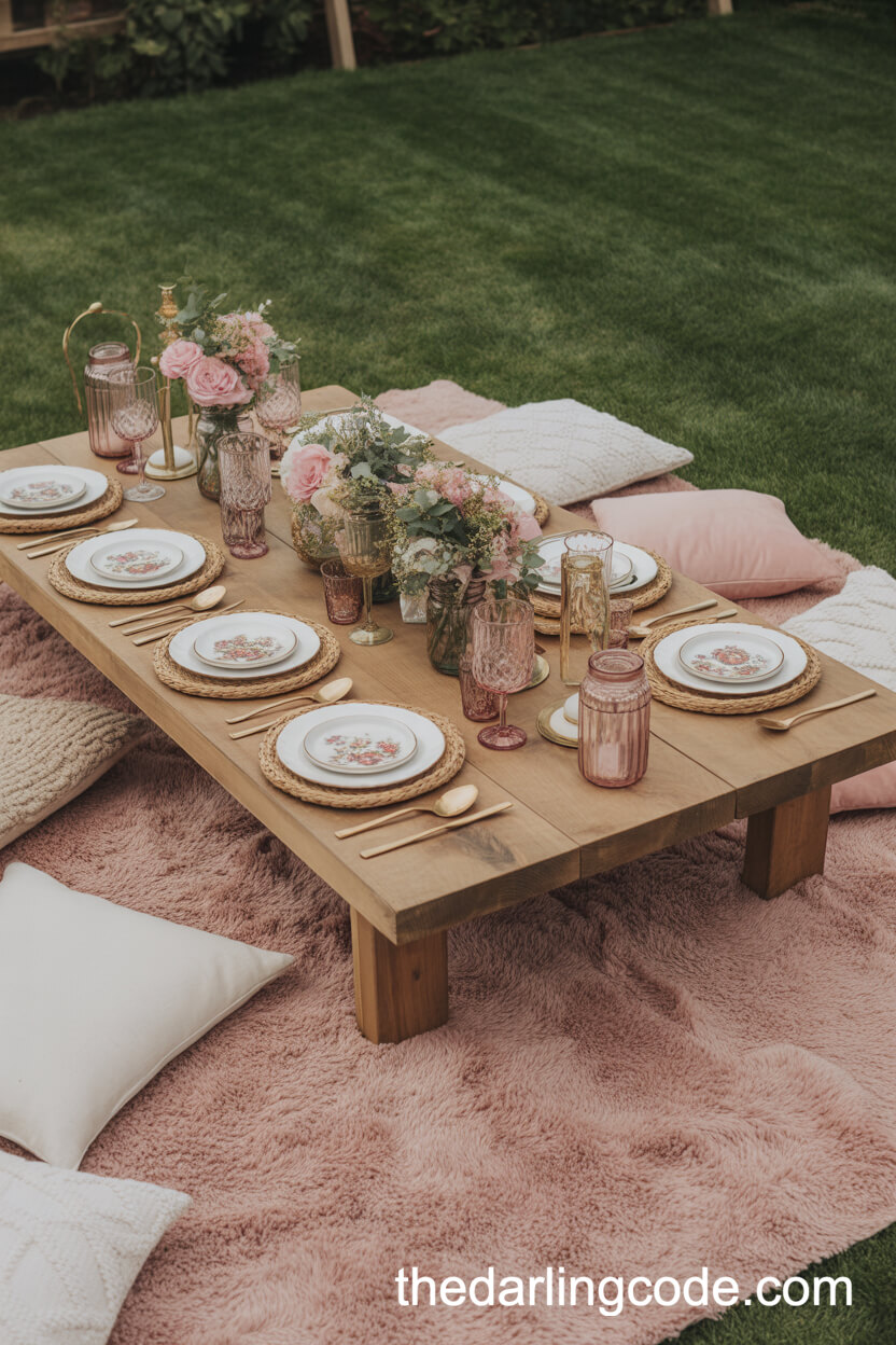 Cozy Backyard Picnic-Style Wedding Reception