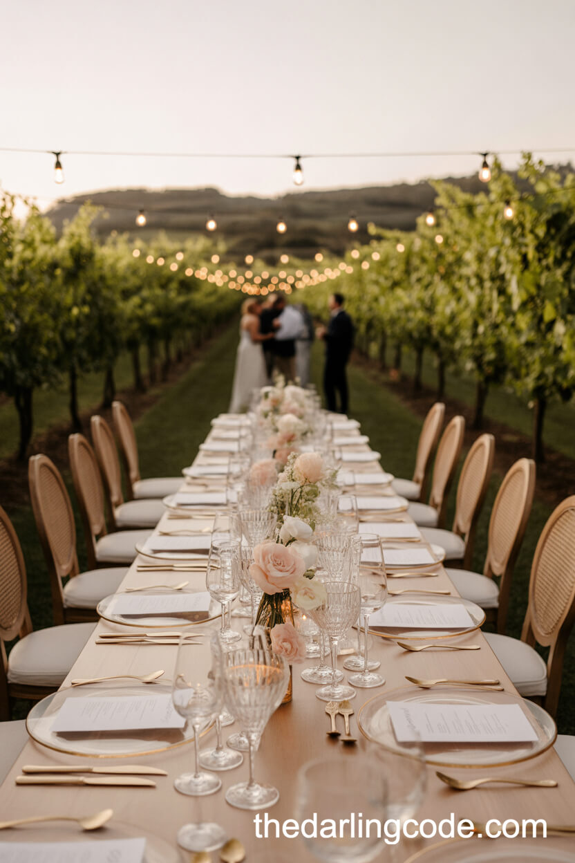 Boutique Vineyard Wedding Reception At Golden Hour