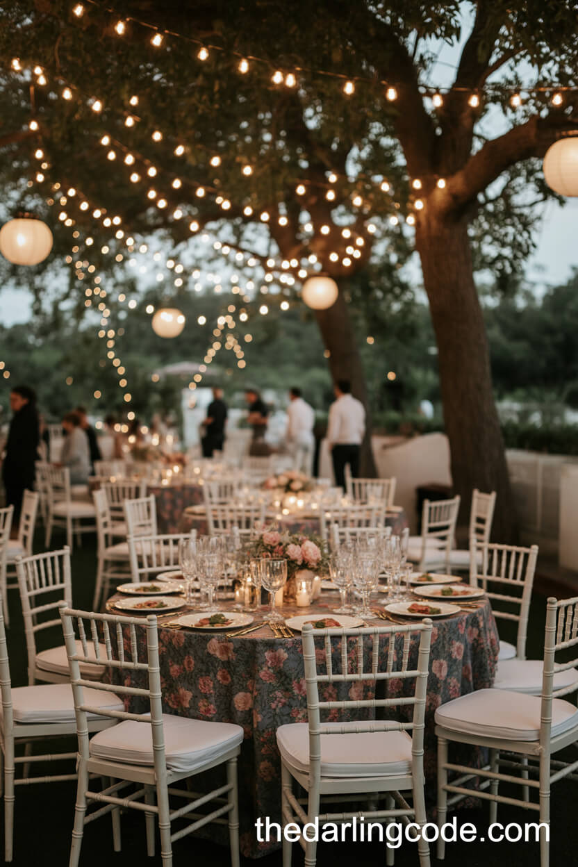 Dreamy Outdoor Dining Under String Lights